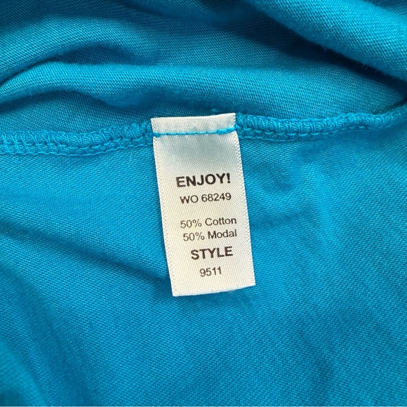 Michael Stars Ruched Midi Tee Dress NWT Sleeveless Asymmetrical Hem Blue Large - Picture 13 of 14